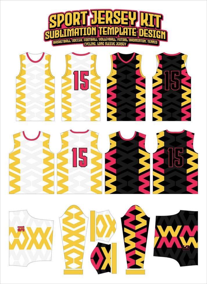 Red Yellow Shapes Jersey Design Sportswear Template vector