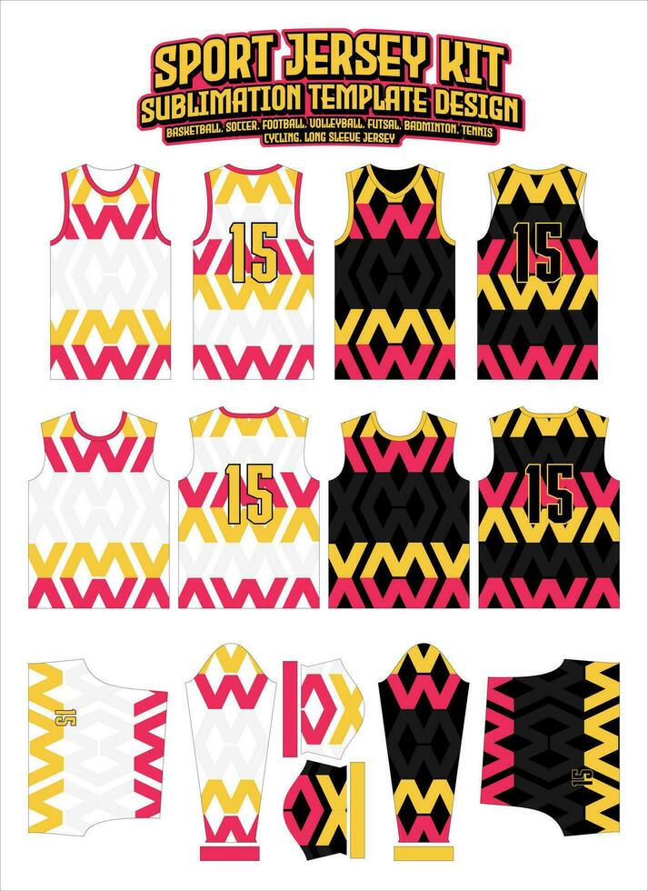 Yellow Shapes Jersey Design Sportswear Template vector