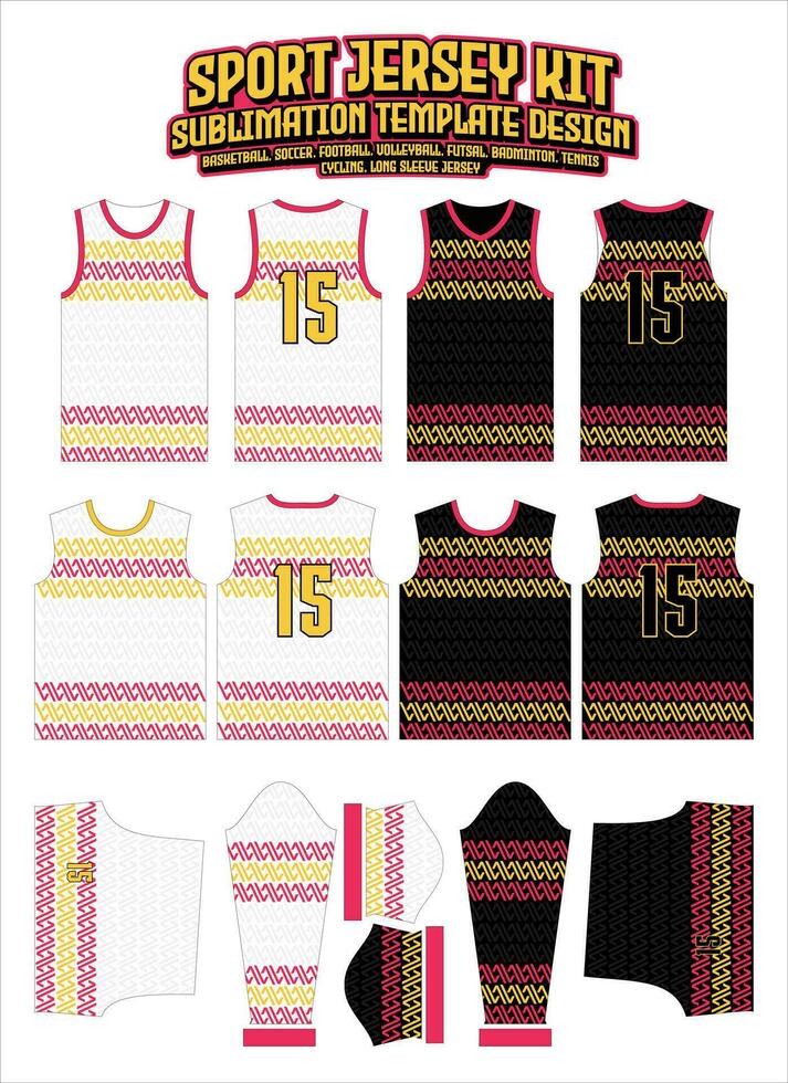 Red Shapes Jersey Design Sportswear Template vector