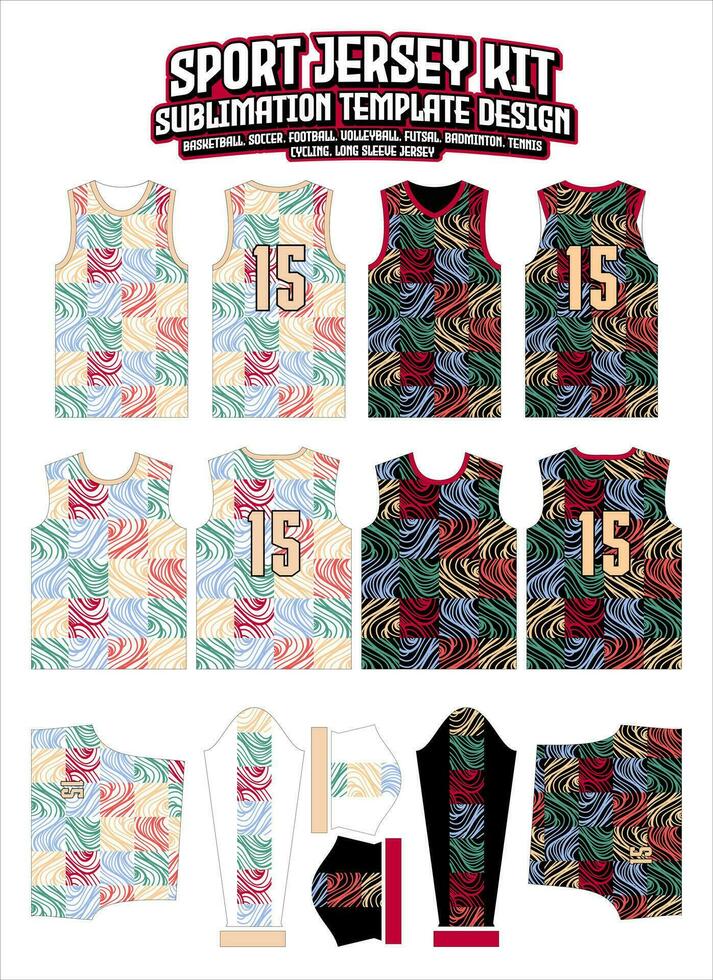 Swirles Tiles Sports Jersey Design Sportswear Layout Template vector