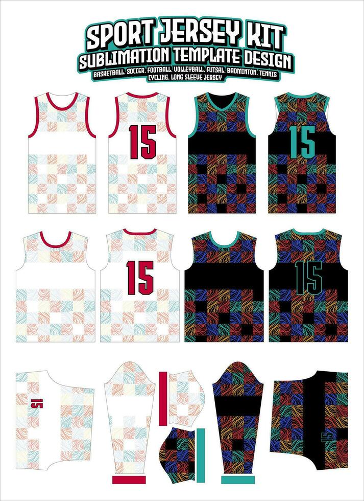 Swirles Abstract Sports Jersey Design Sportswear Layout Template vector