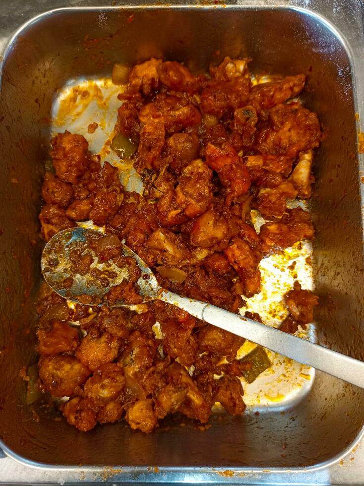 Cooking crab meat in a buffet dish. photo