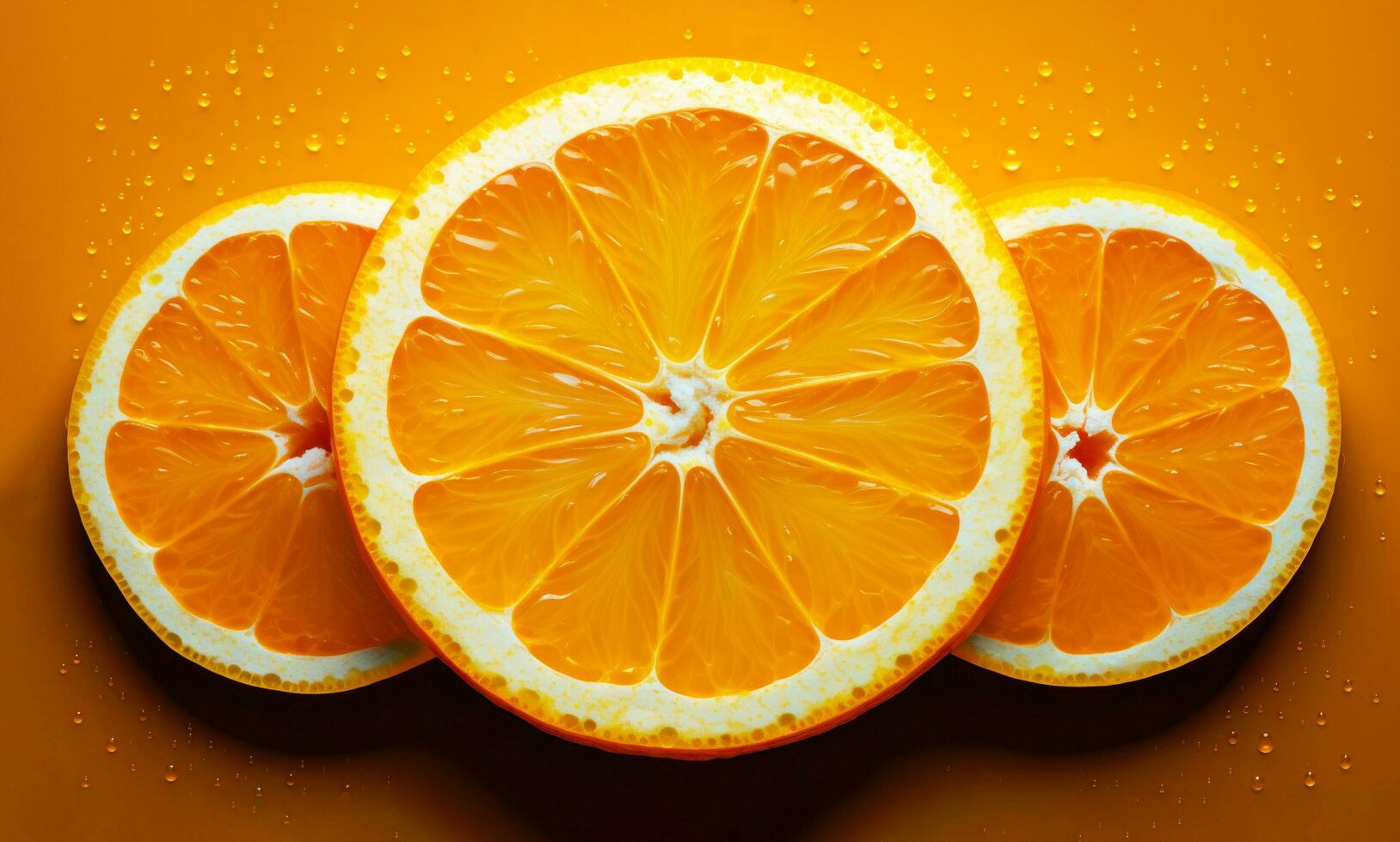 Slice of orange with water bubbles Generative AI photo