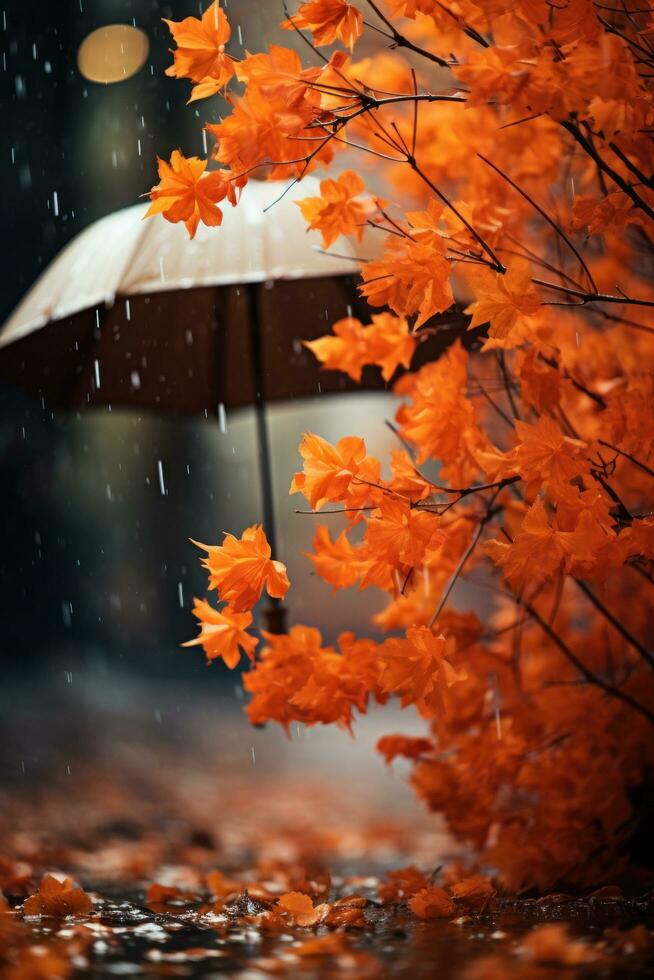 romantic rainy autumn background photo