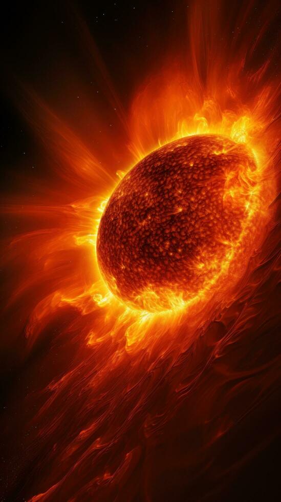 Striking image of the sun's surface during a magnetic storm, photo