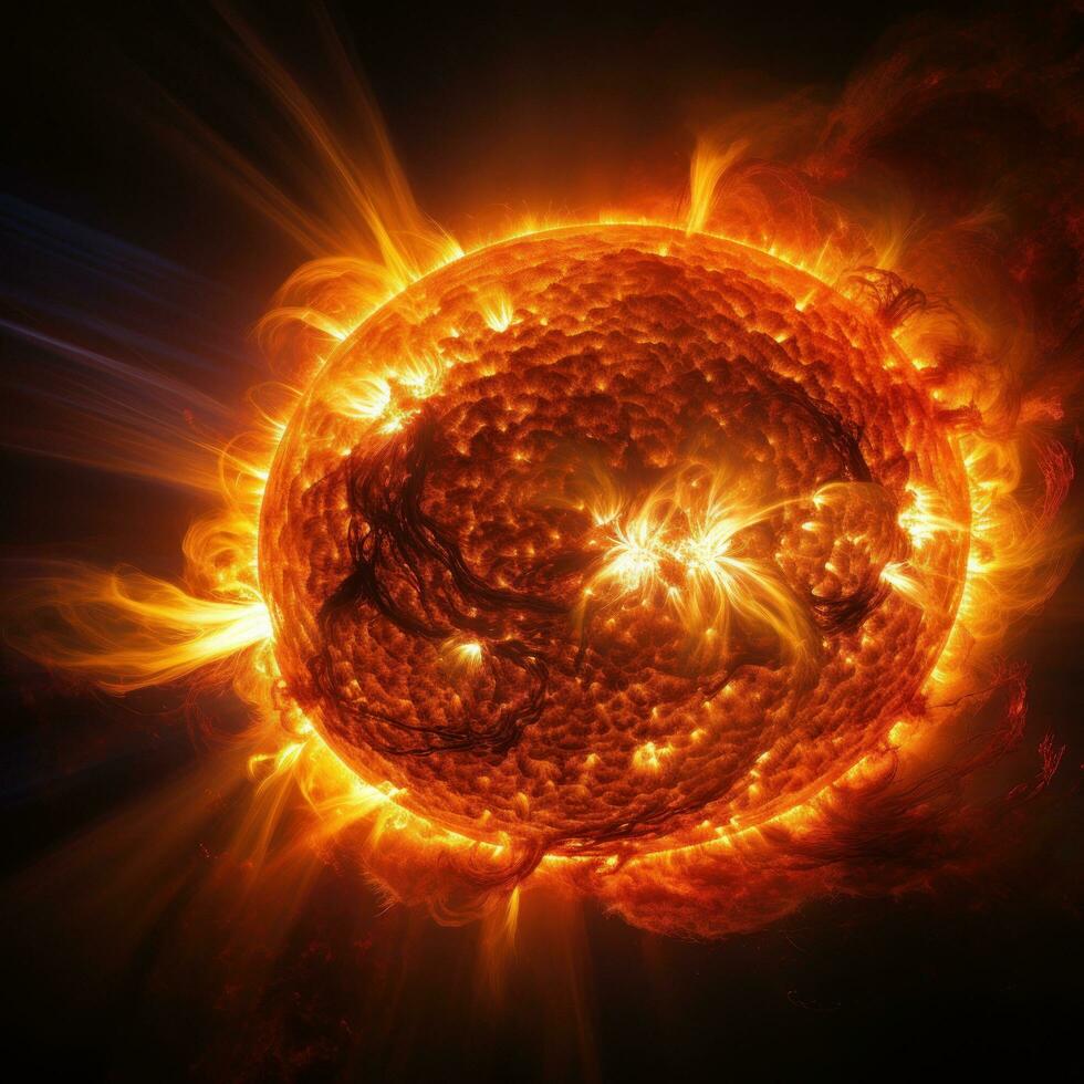 Striking image of the sun's surface during a magnetic storm, photo
