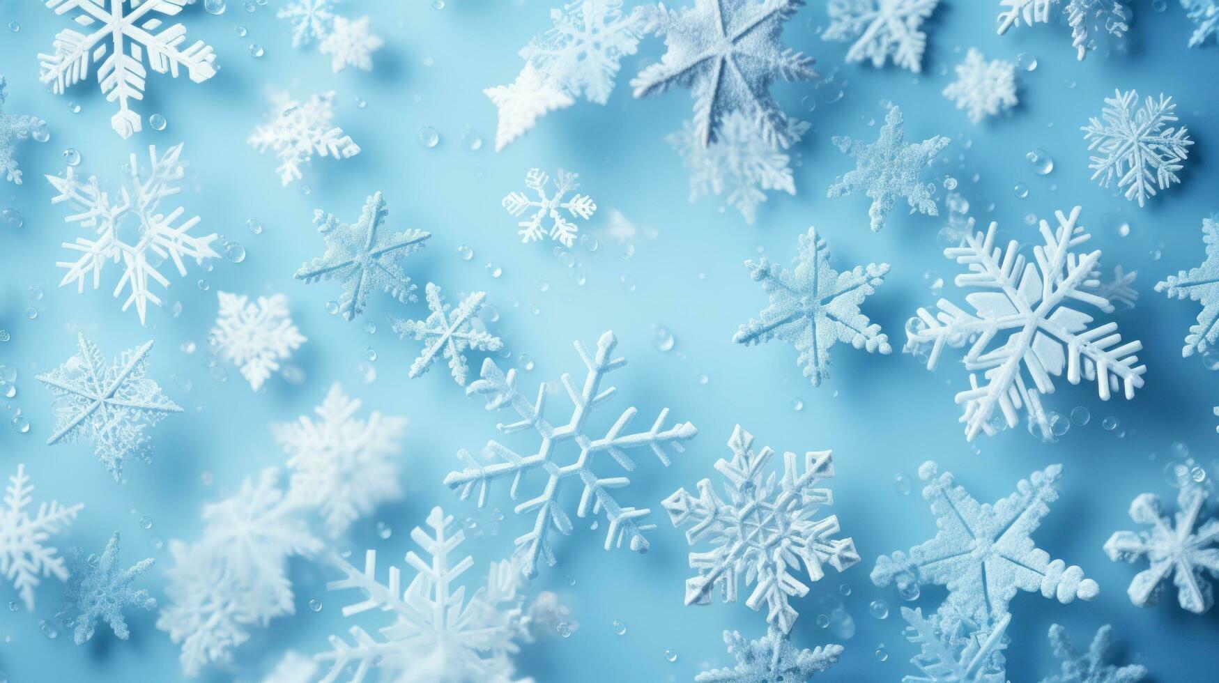 white snowflakes on light blue background photo