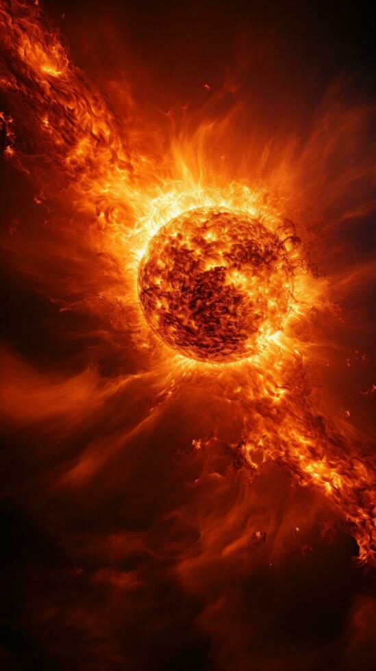 Striking image of the sun's surface during a magnetic storm, photo