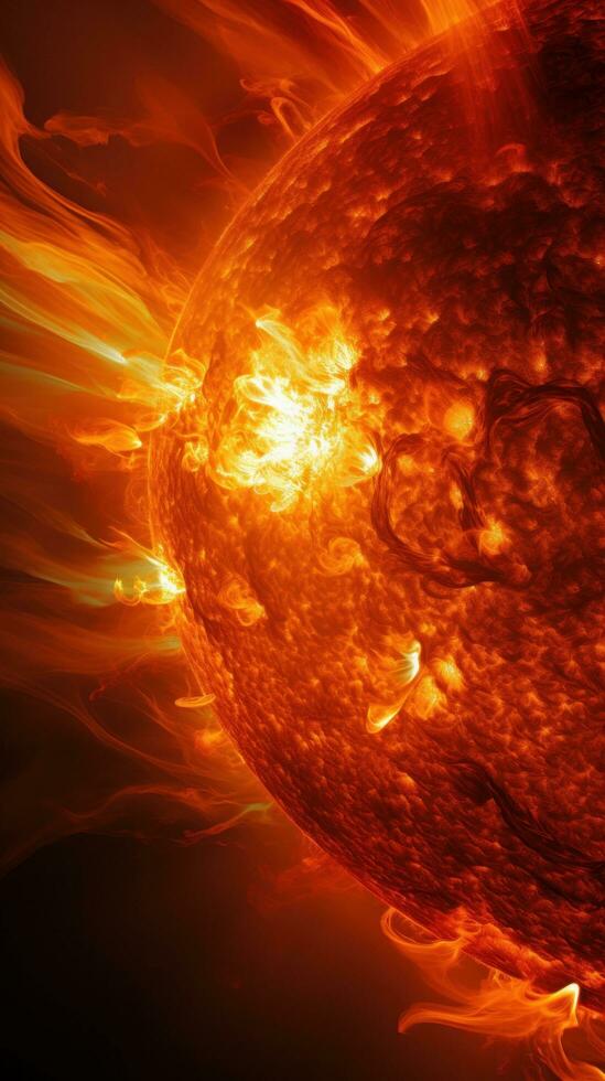 Striking image of the sun's surface during a magnetic storm, photo