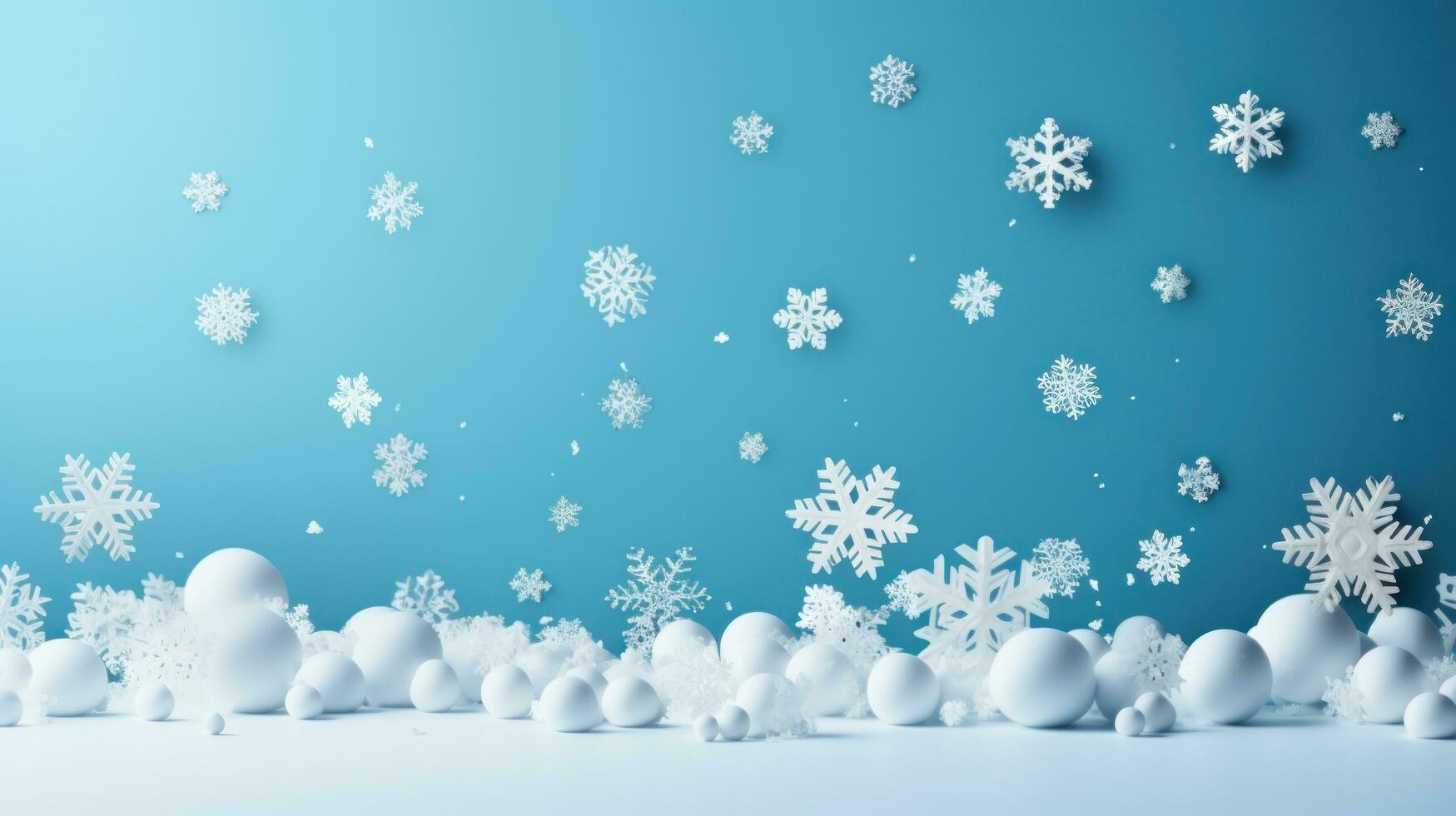 white snowflakes on light blue background photo