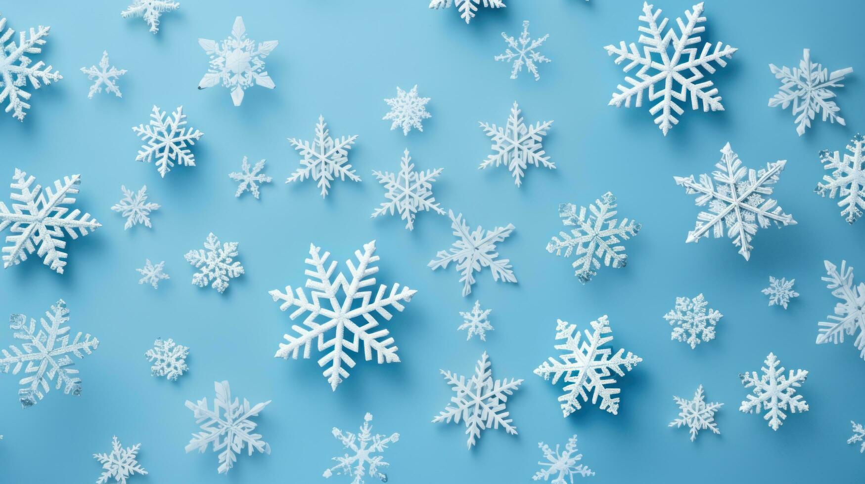 white snowflakes on light blue background photo