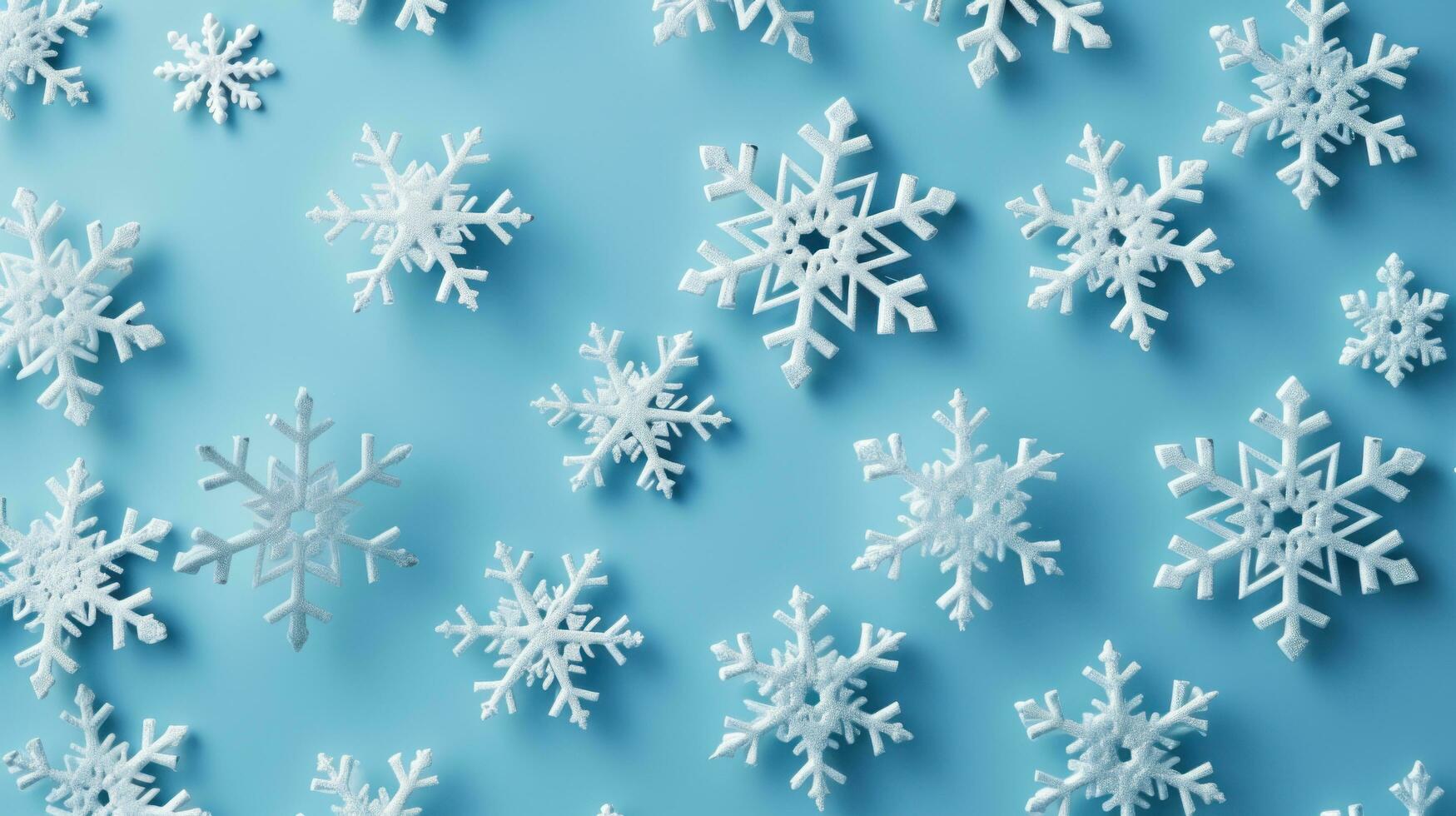 white snowflakes on light blue background photo