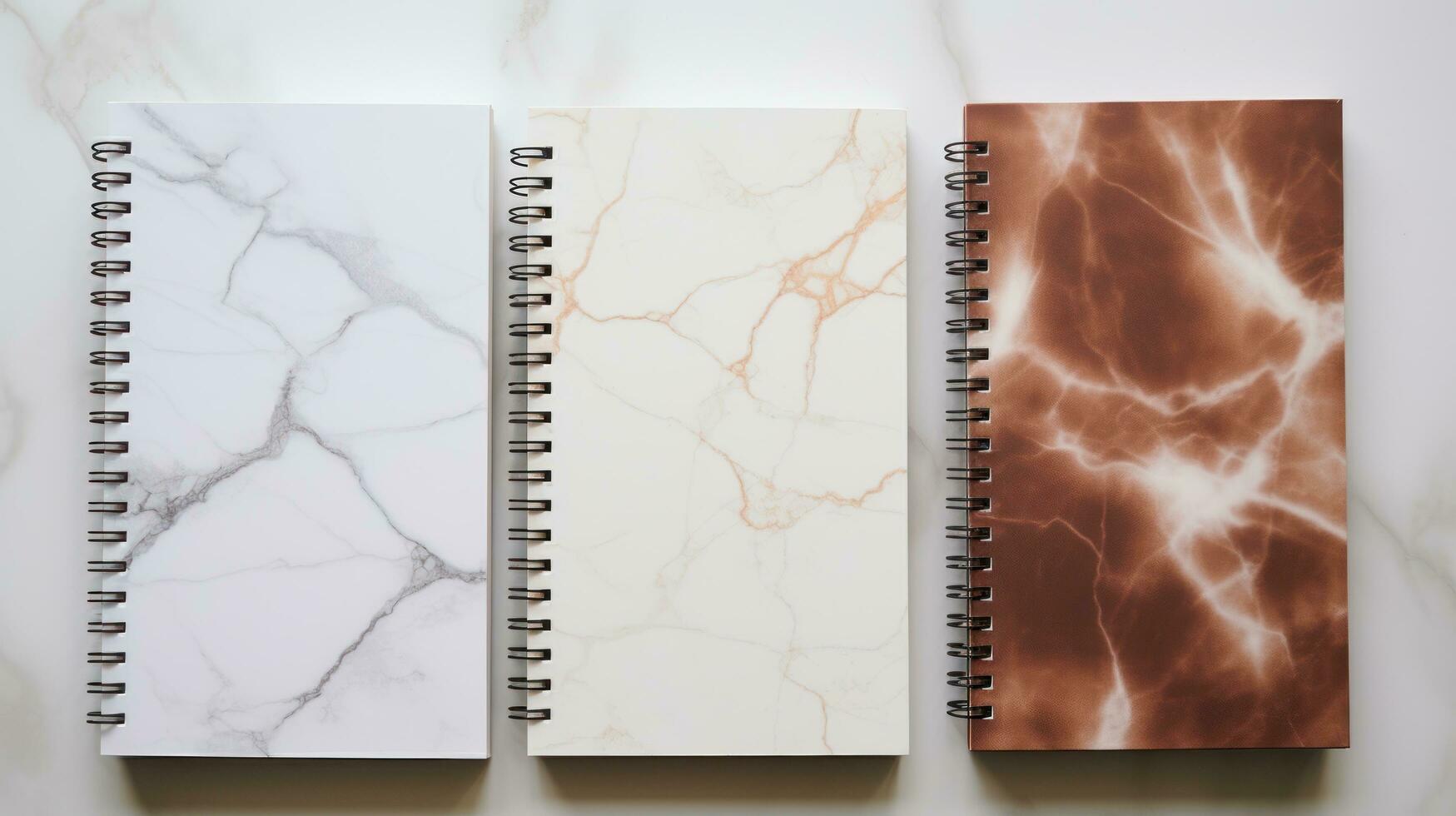 white and square notebook on a marble background photo
