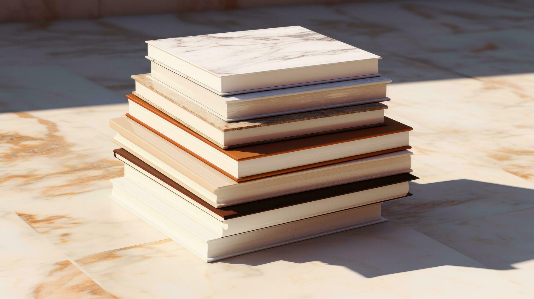 white and square notebook on a marble background photo