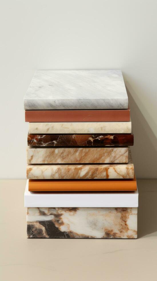 white and square notebook on a marble background photo