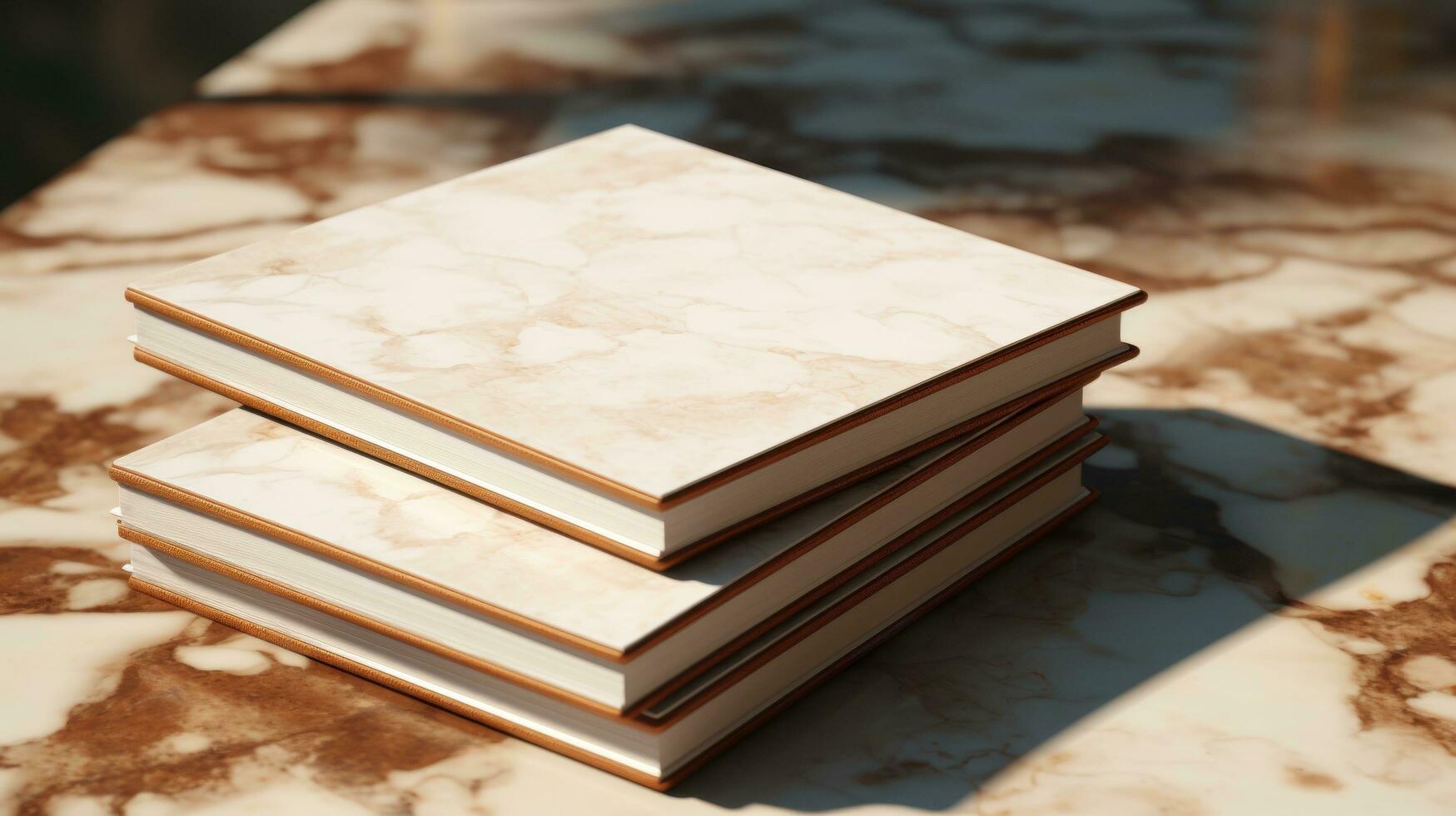 white and square notebook on a marble background photo
