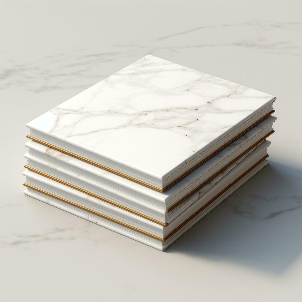 white and square notebook on a marble background photo