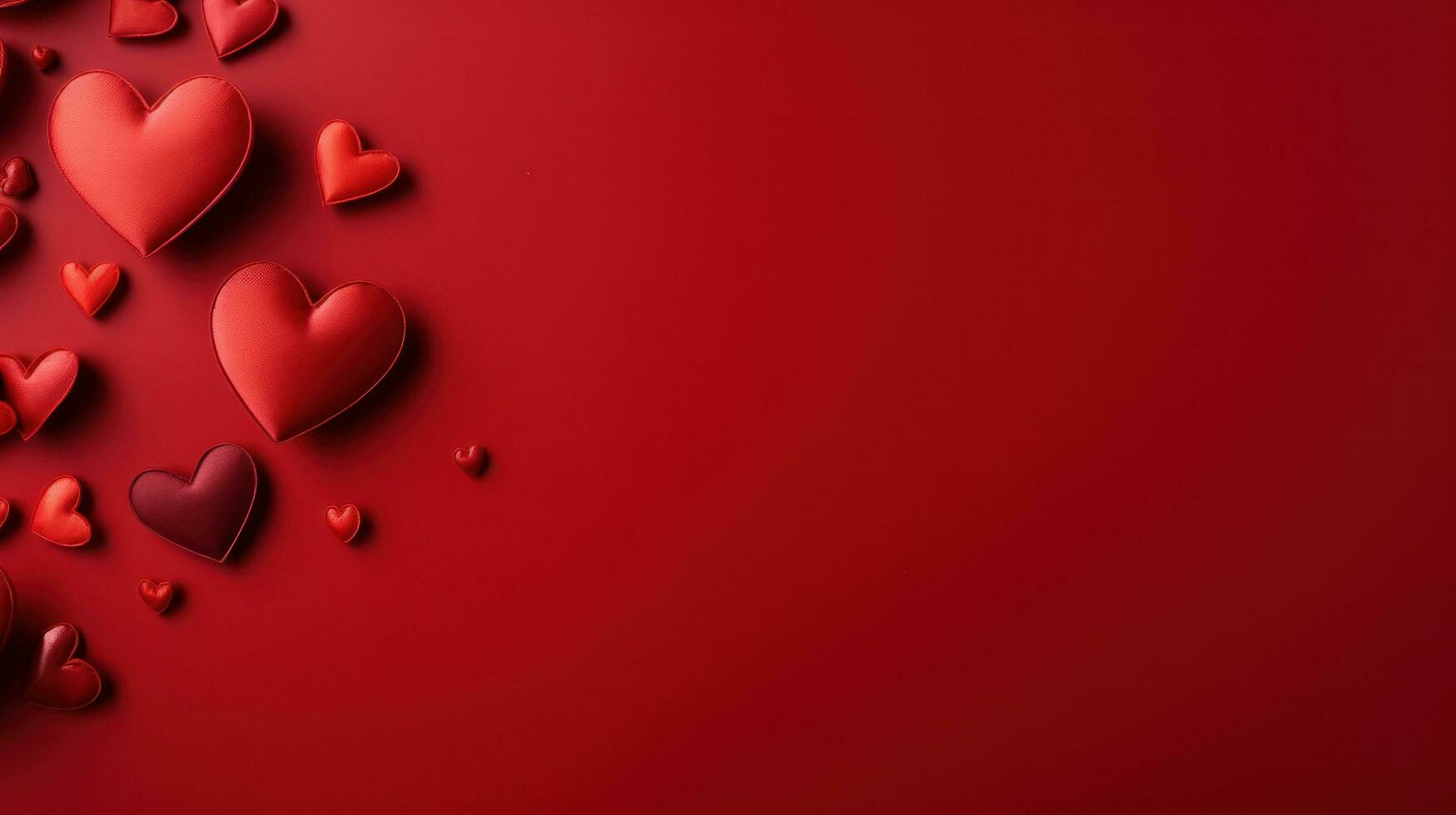 red hearts on red background photo