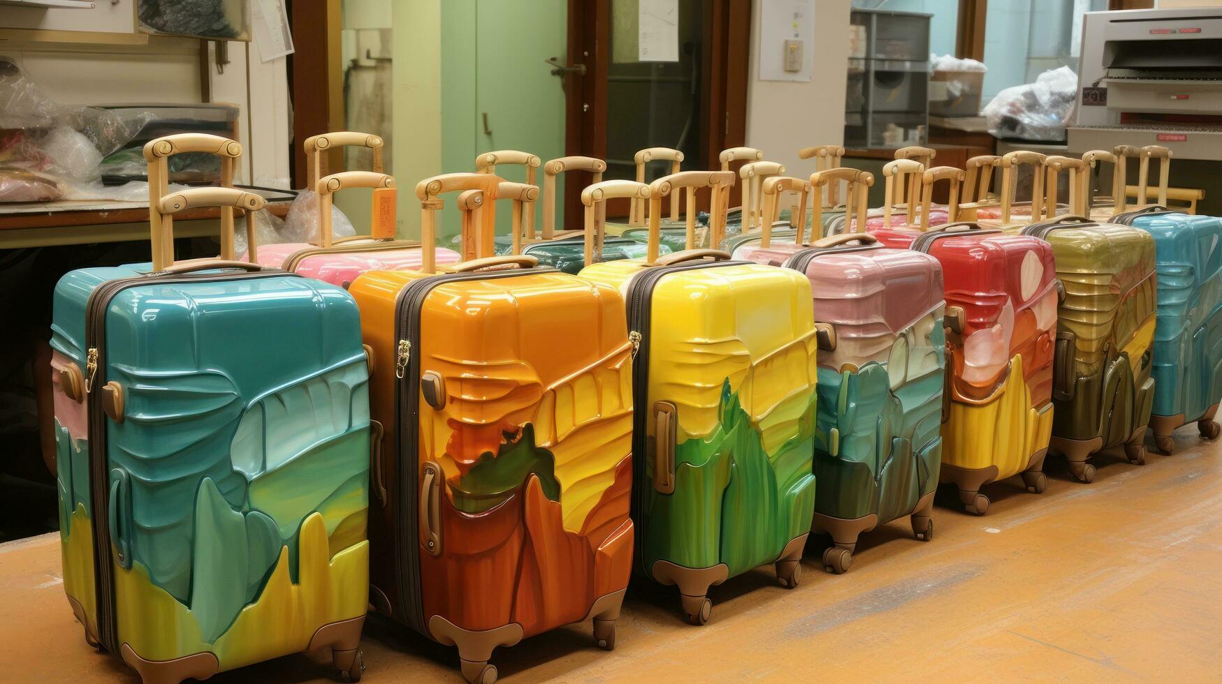 Colorful suitcases for long trips photo