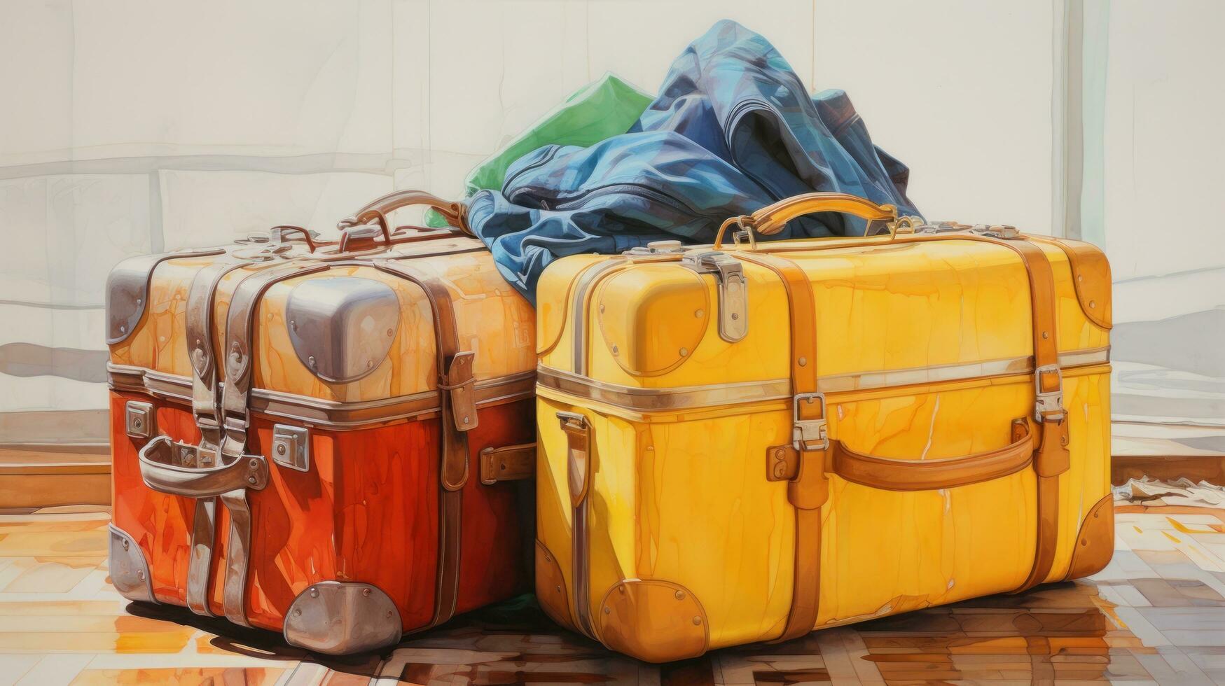 Colorful suitcases for long trips photo