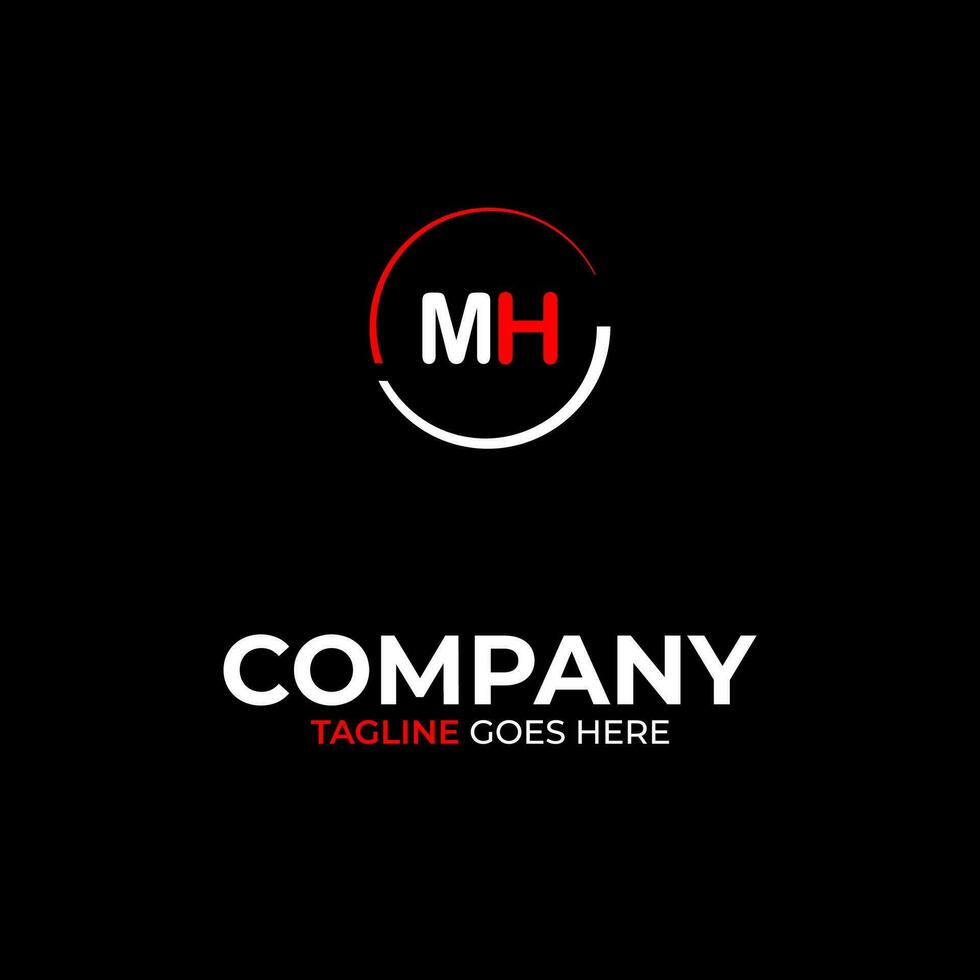 MH creative modern letters logo design template vector