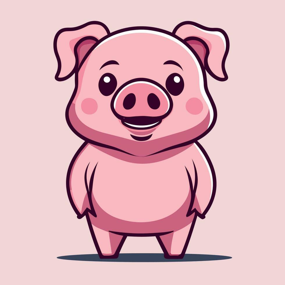 ilustración de muy linda cerdito gracioso vector