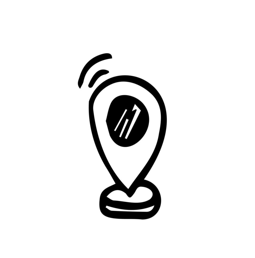 Map pin hand drawn outline doodle icon. Address and map pin, mobile pointer and locator, navigation concept. Vector sketch illustration for print, web, mobile and infographics on white background.