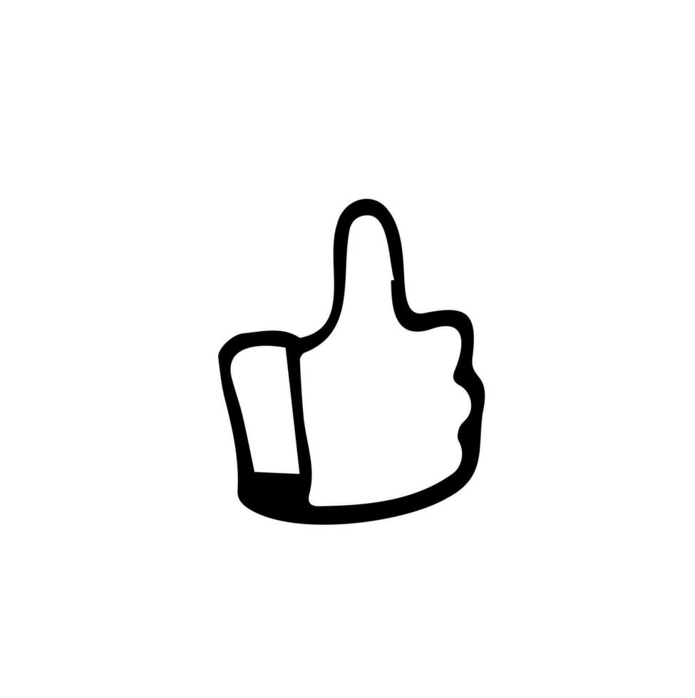 Thumb up hand icon in doodle sketch lines. Internet social media news status update like vector