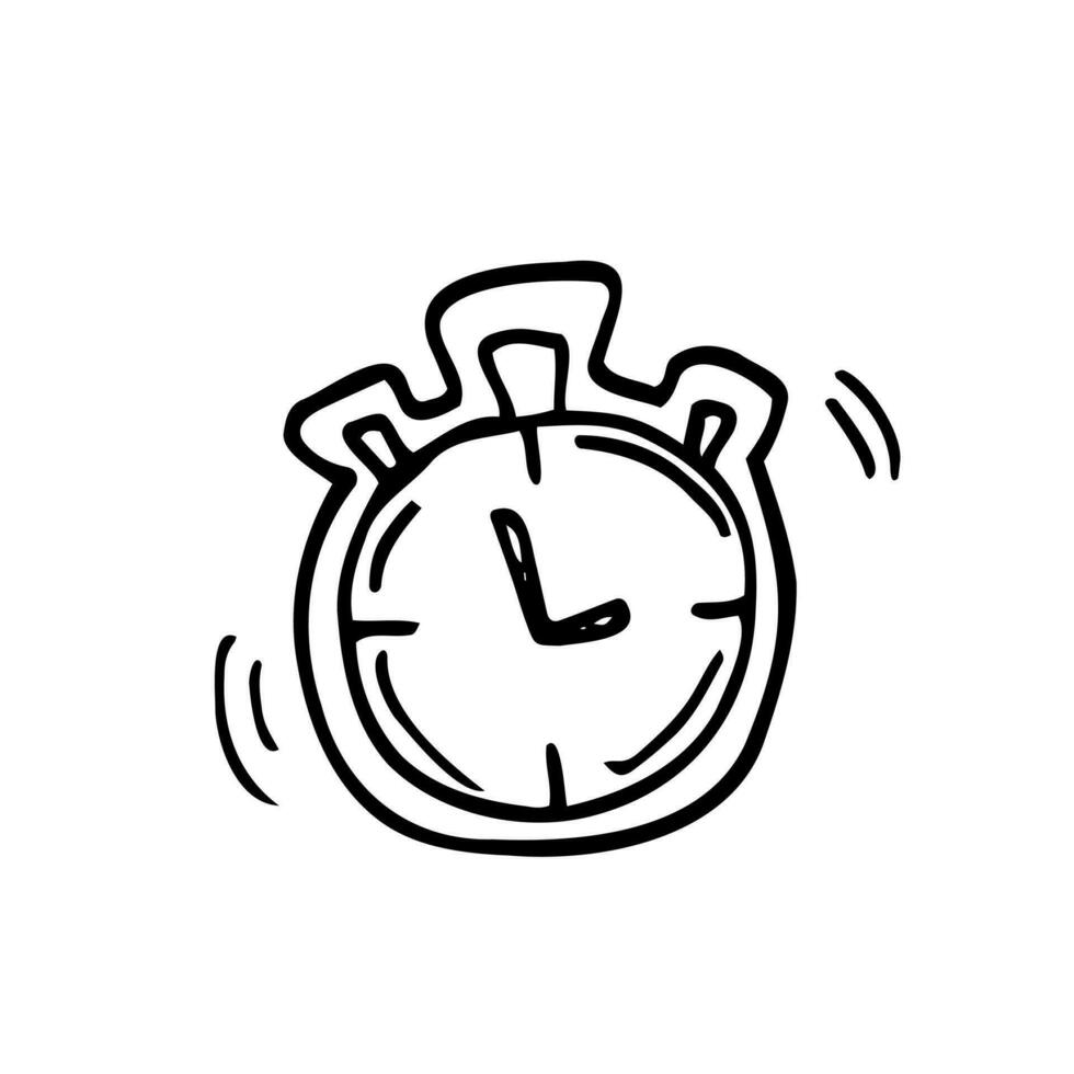 Stopwatch doodle icon. Hand drawn sketch in vector