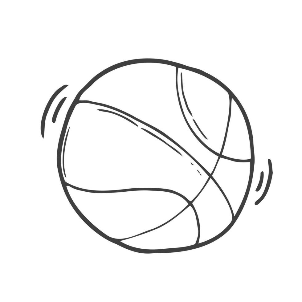 baloncesto pelota mano dibujado contorno garabatear icono. baloncesto equipo, equipo pelota juego, deporte actividad concepto. vector bosquejo ilustración para imprimir, web, móvil y infografia en blanco antecedentes.