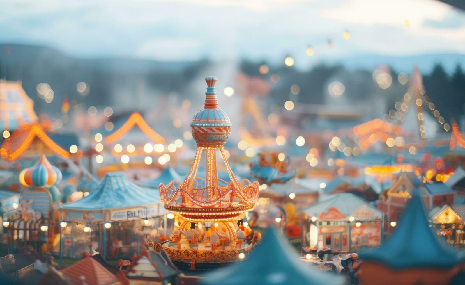 blurred aerial view of a carnival photo