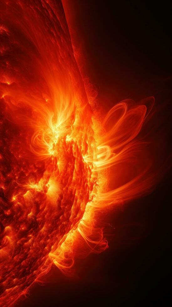 asombroso imagen de un solar prominencia durante un magnético tormenta, foto