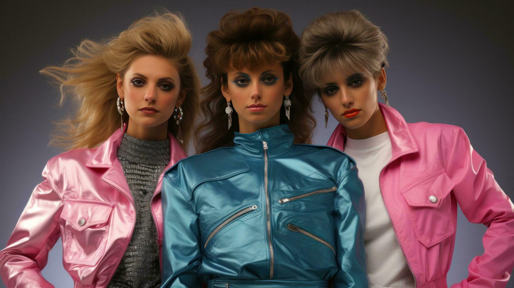 Girls in 80s fashion clothes photo