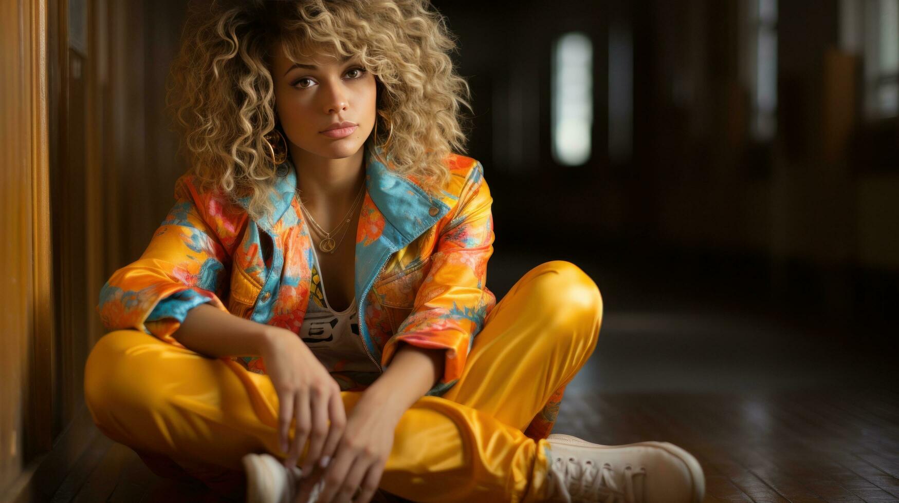 Girls in 80s fashion clothes photo