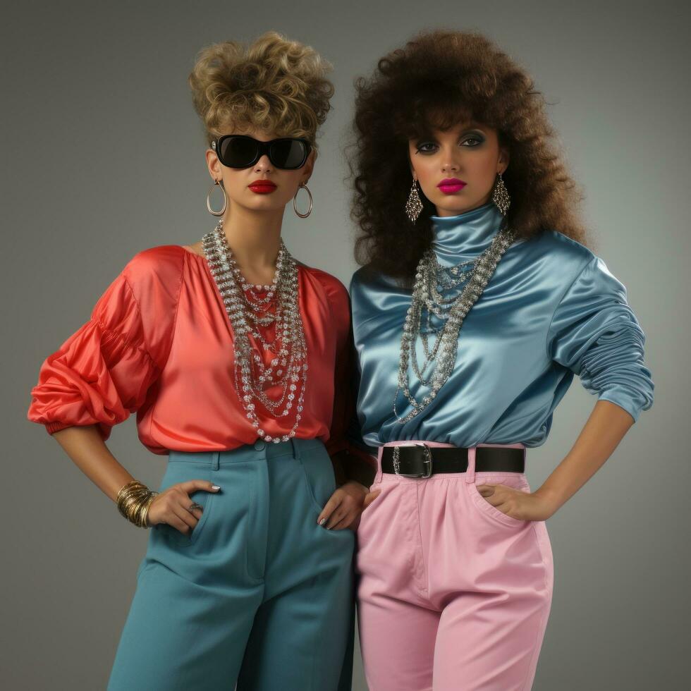 Girls in 80s fashion clothes 31711157 Stock Photo at Vecteezy