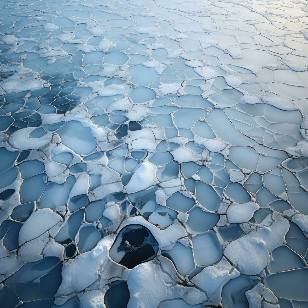 Aerial view of intricate ice floe patterns photo