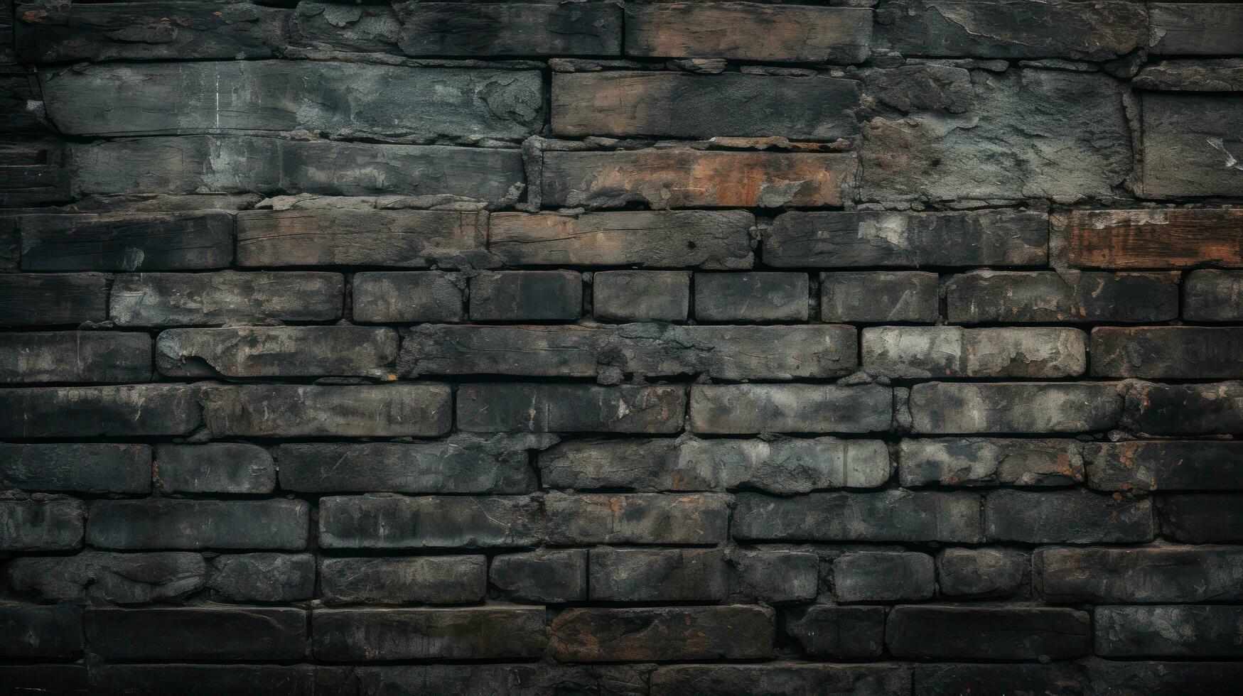 black grunge brick wall background photo