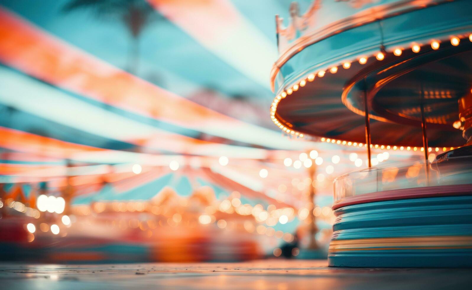 a blurry background of the fairground ride photo