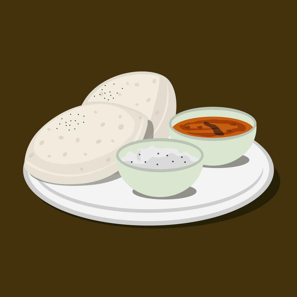 Idli south indian cuisine food meal delicious illustration vector art design