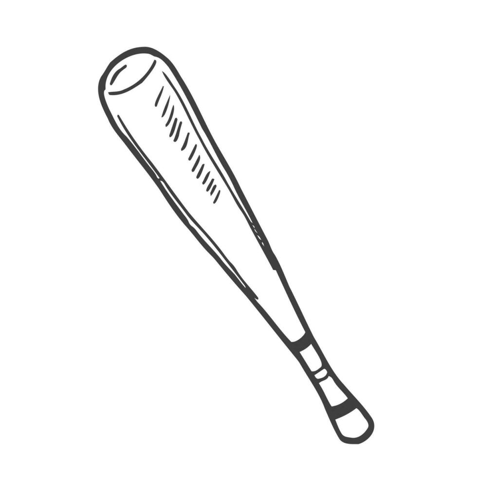 Doodle baseball bat. Vector icon logo baseball bat in cartoon style. Symbol clip art