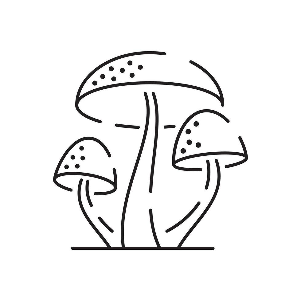 Forest mushroom vector line icon. Outline forest mushroom vector icon for web design isolated on white background.