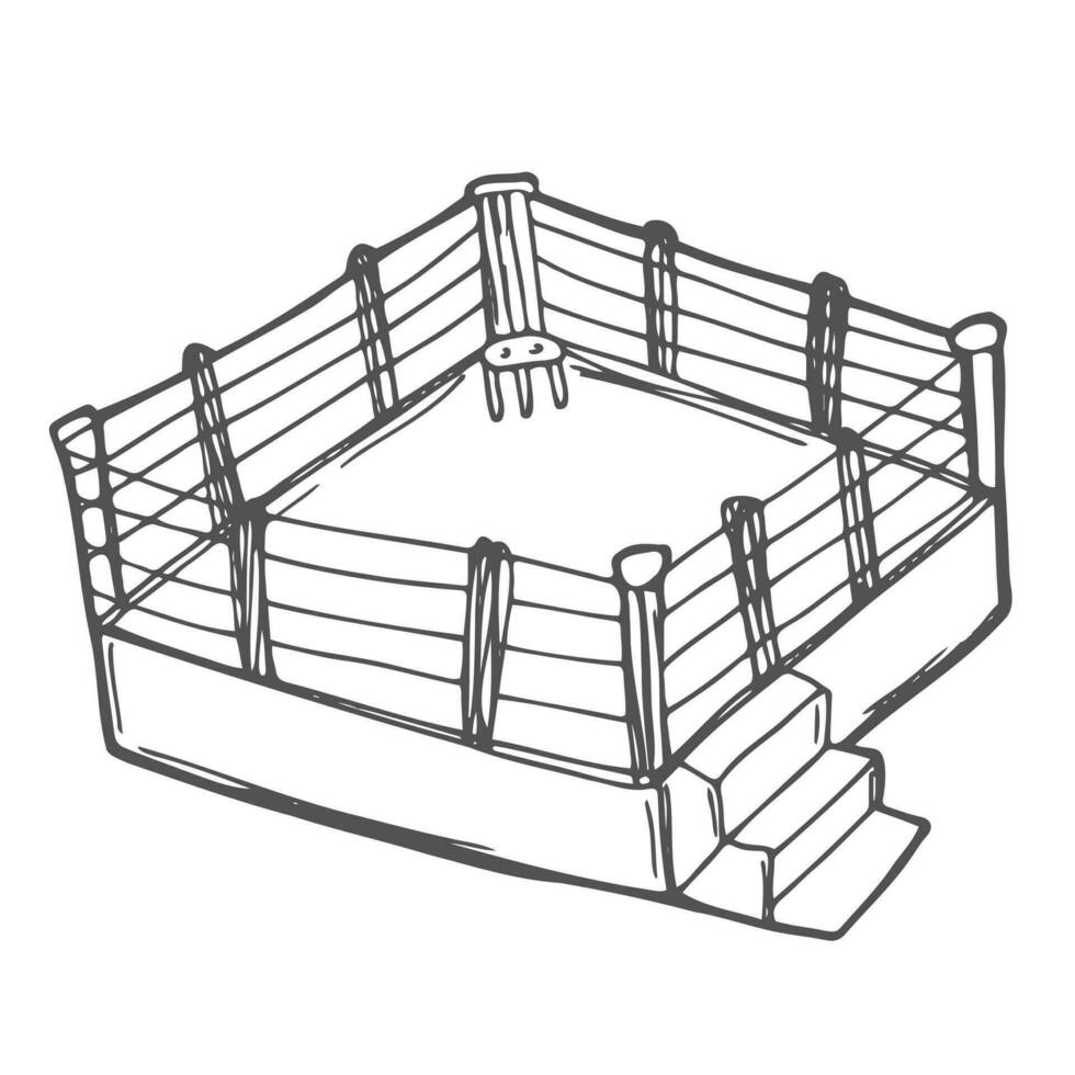 garabatear estilo vector ilustración de un boxeo anillo en blanco antecedentes