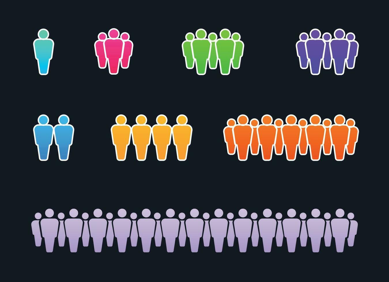 Icon of different groups of people by number vector