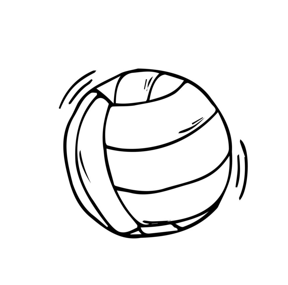 Vector Single Black Pencil Sketch Volleyball Ball. Sport concept