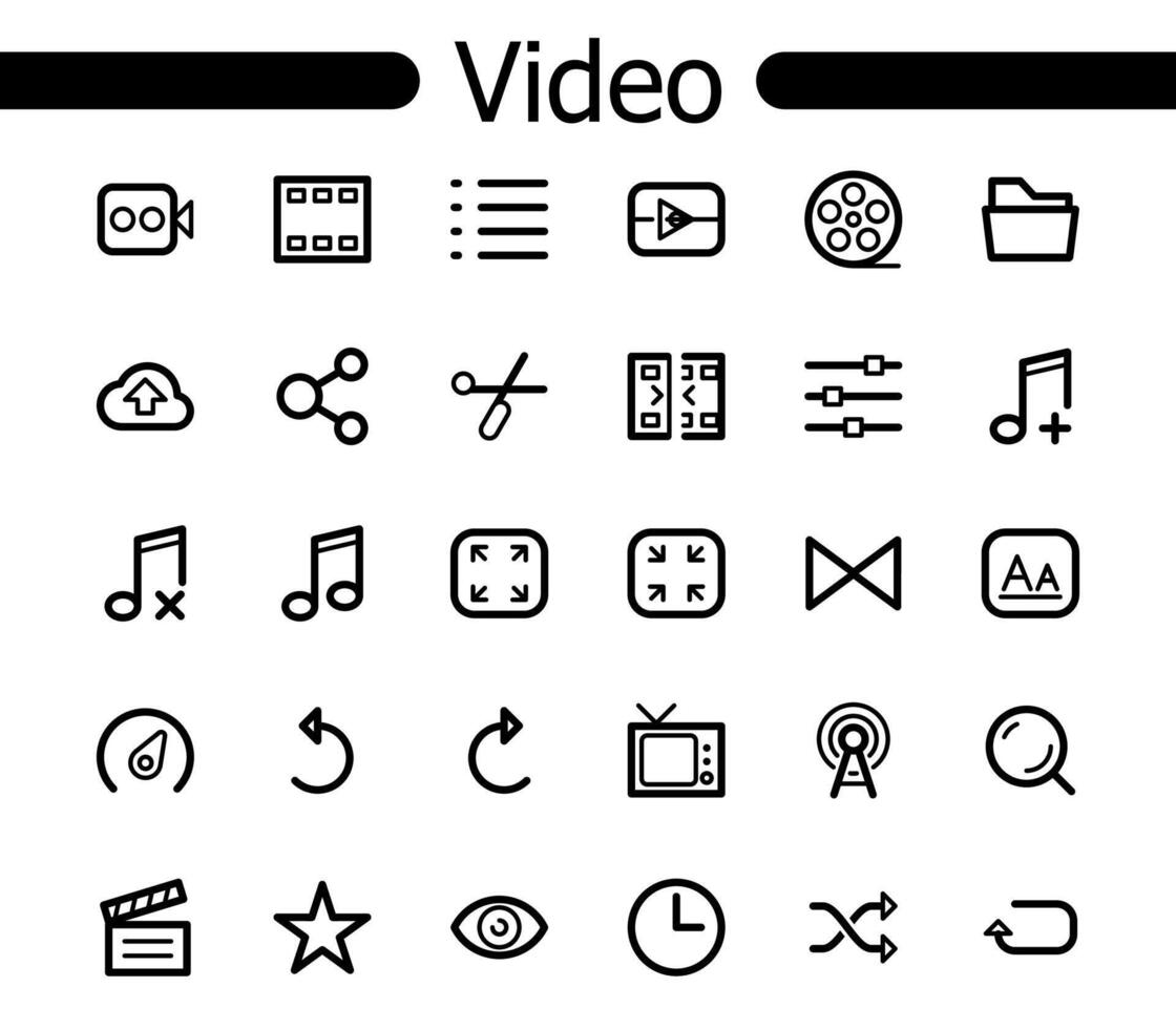 A Simple Set of Video Content-Related Vector Icons Contains such icons as web graphics and apps with editable vector.