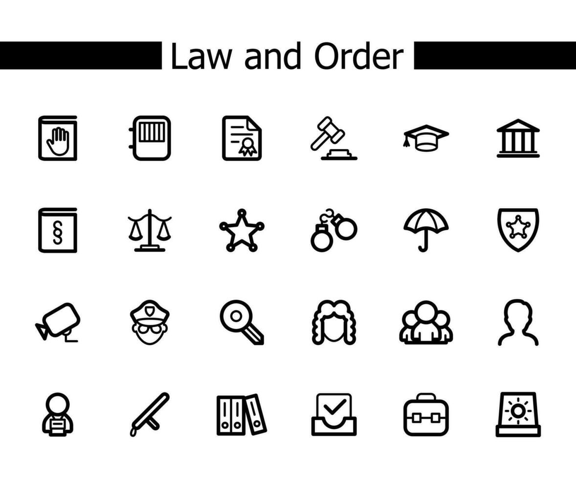 Simple Set of Court-Related Vector Line Icons Contains such icons as a hammer, justice, lawyer, and more. Editable Vector.