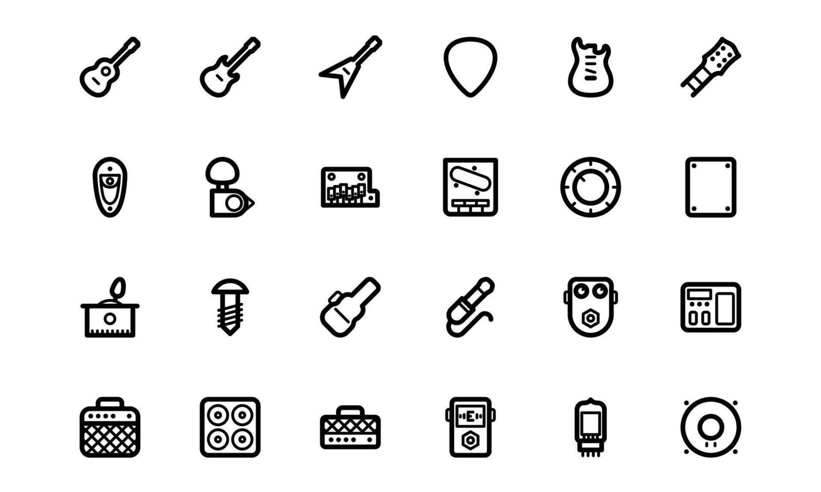 Musical instrument icon set. Strings, winds, keyboards, percussion Vector illustration collection