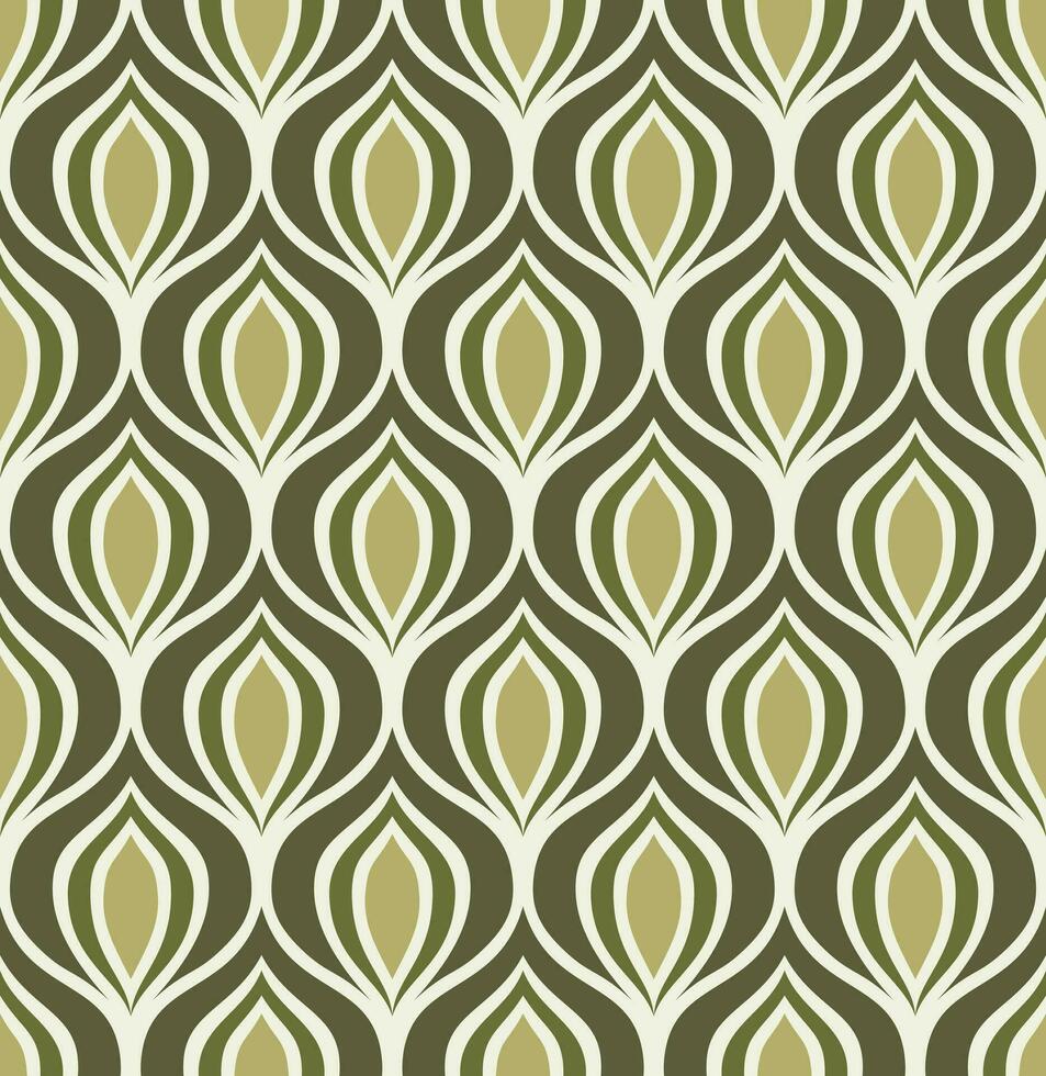 BEIGE VECTOR SEAMLESS BACKGROUND WITH LIGHT GREEN AND GREEN ABSTRACT FIGURES IN ART DECO STYLE