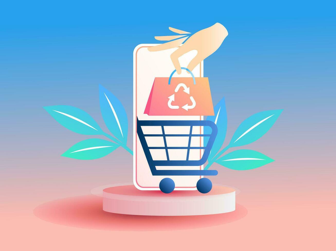 Online shopping icons for website, application, digital marketing, sale promotion, store on screen smartphone showing. vector