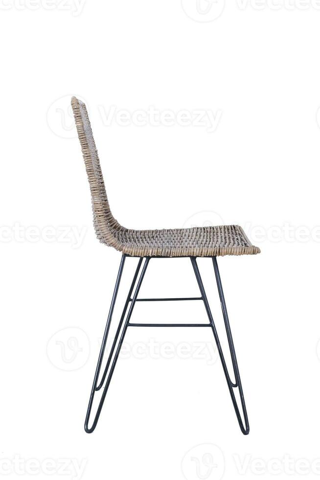 Handmade wicker chair made of rattan. Isolated image on white